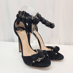 Tony Bianco Size 7.5 Ader Black Suede Open Toe 5" Stiletto Heels I